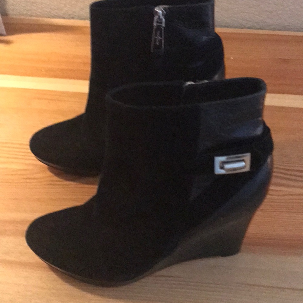 Cole Hahn Nike air black wedge boot croc leather